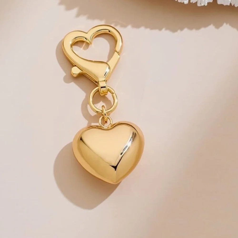 Gold Heart purse charm clip Keychain dainty and cute